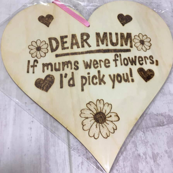 Heart Shaped Plaque - Flower Mum